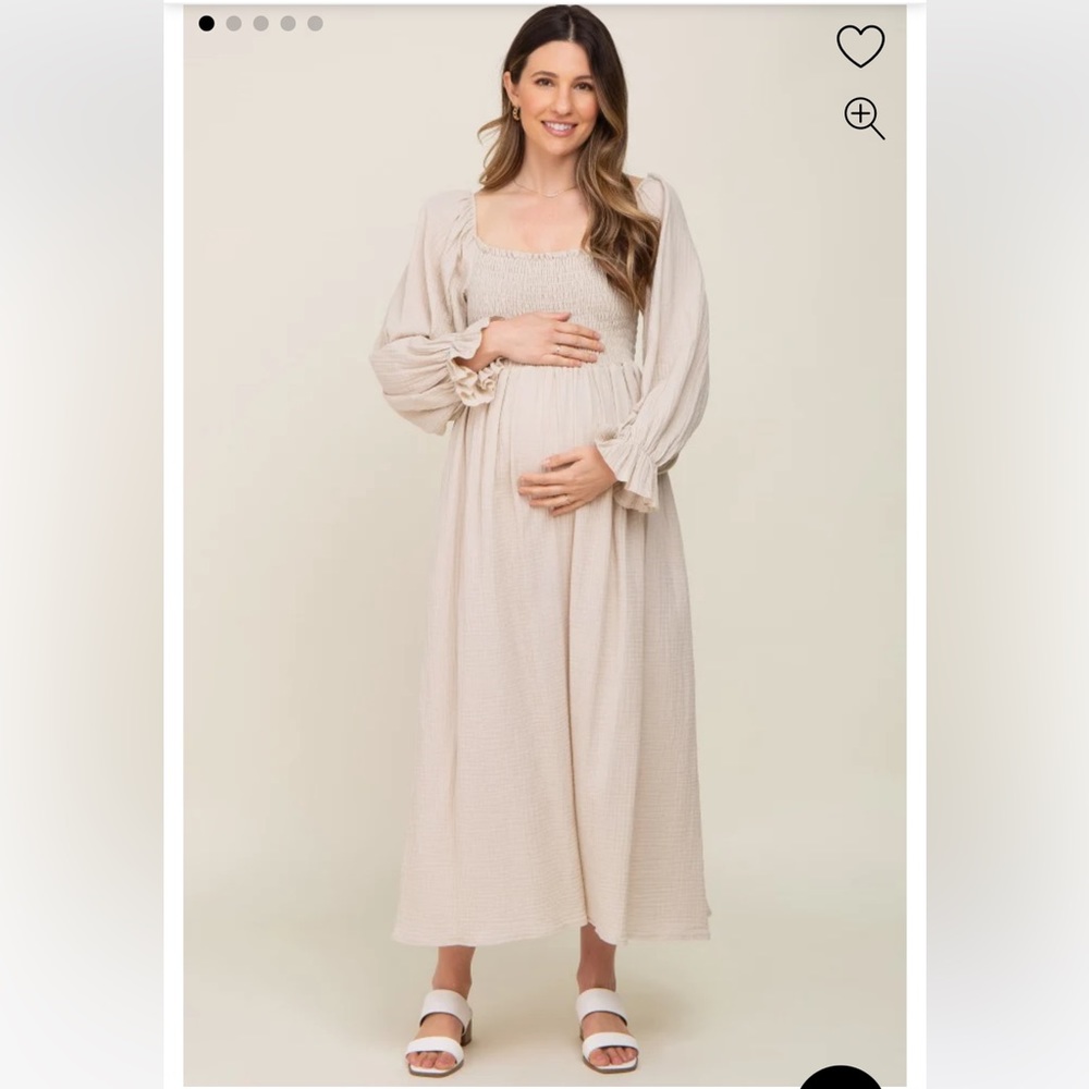 BNWT beige gauze maternity dress